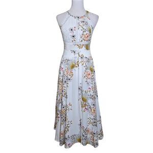 Jaase Floral Halter Maxi Dress Anthropologie Style Boho Open Back Small